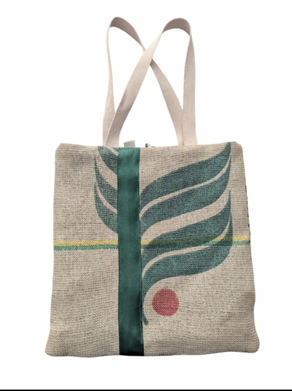 New Handmade Upcycled Burlap Coffee Bean Tote / Market Bag